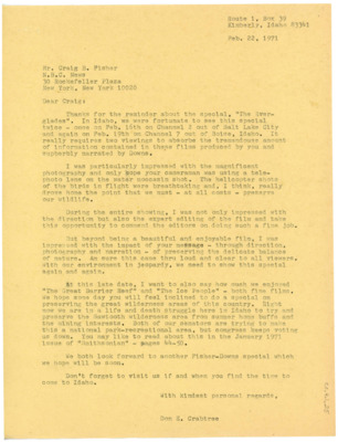 Letter between Donald Crabtree and Craig Fisher