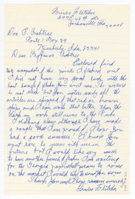 Letter and photographs from Frisco Fletcher