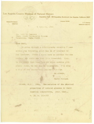Letter from David Forsch to Earl H. Swanson