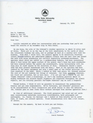 Letter from David Fortsch to Donald Crabtree
