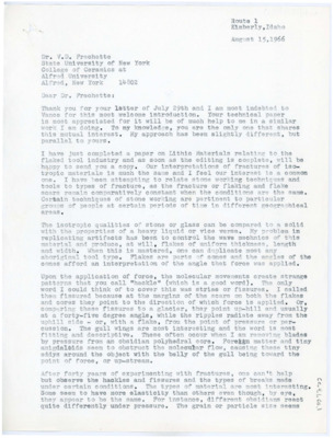Letter from Donald Crabtree to V.D. Frechette