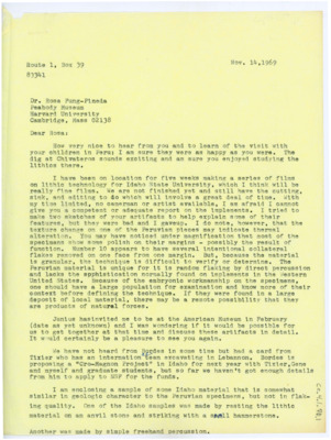 Letter from Donald E. Crabtree and Evelyn Crabtree to Rosa Fung-Pineda