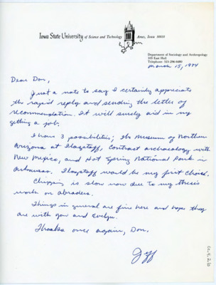 Letter from Jeff Flenniken to Donald Crabtree