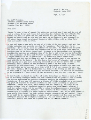 Letter from Donald E. Crabtree to Jeff Flenniken