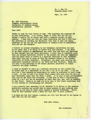 Letter from Donald E. Crabtree to Jeff Flenniken