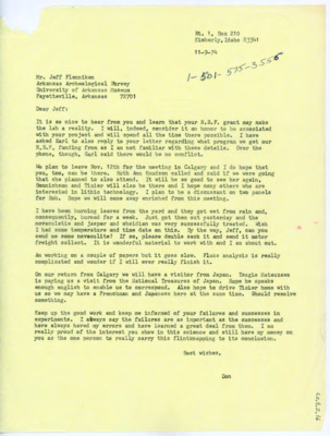 Letter from Donald E. Crabtree to Jeff Flenniken