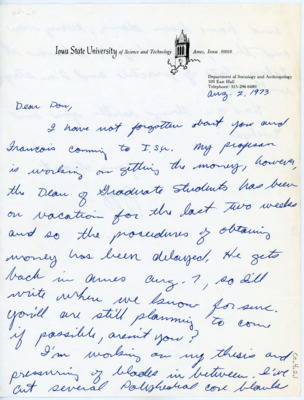 Letter to Donald E. Crabtree from Jeff Flenniken