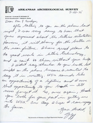 Letter from Jeff Flenniken to Donald and Evelyn Crabtree