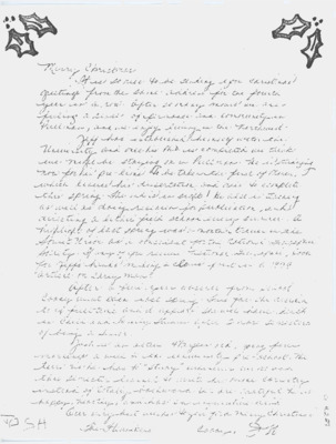 Holiday greetings letter from the Flenniken family