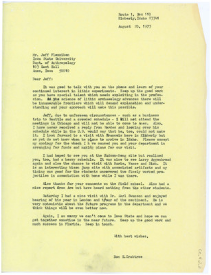 Letter to Jeff Flenniken from Donald E. Crabtree