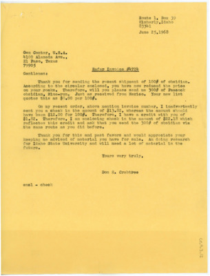 Reference Letter Concerning Invoice from Gem Center U.S.A.