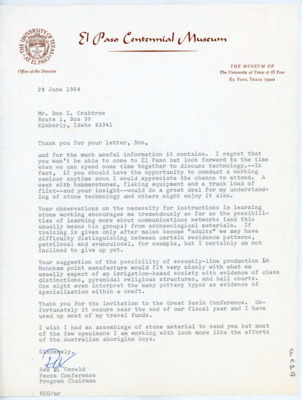 Letter from Rex E. Gerald to Donald Crabtree