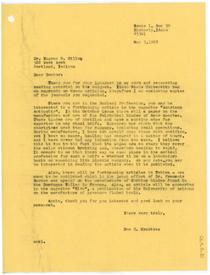 Letter to Eugene M. Gillum from Donald Crabtree