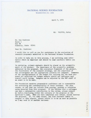 Letter from Nancie L. Gonzalez to Donald Crabtree
