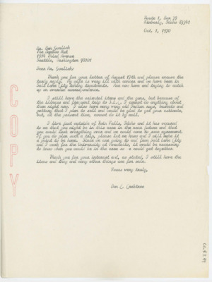 Letter to Ben Gorlick from Donald Crabtree