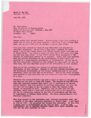 Letter to Paul Graham from Donald Crabtree