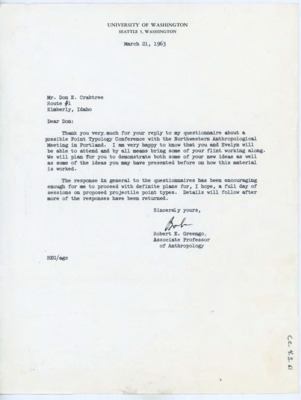 Letter from Robert Greengo to Donald Crabtree