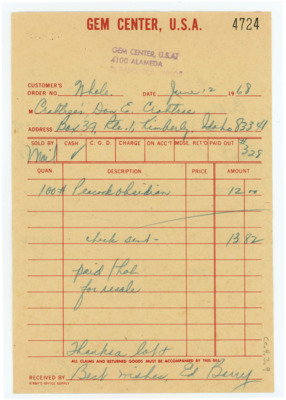 Gem Center U.S.A. Order