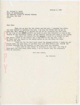 Letter from Donald Crabtree to Richard Gould