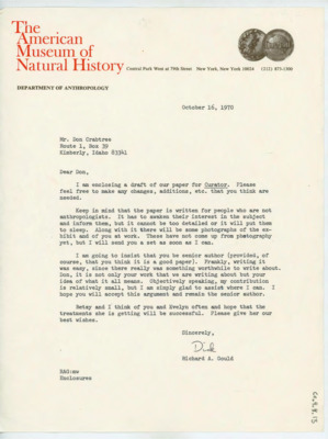 Letter from Richard Gould to Donald Crabtree