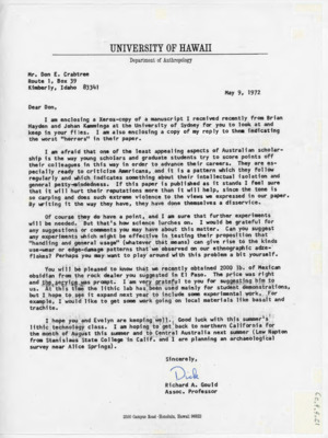 Letter from Richard Gould to Donald Crabtree