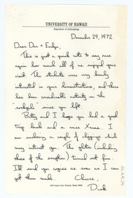 Letter from Richard Gould to Donald and Evelyn Crabtree