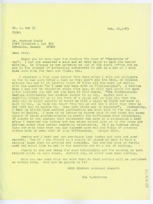 Letter from Donald Crabtree to Richard Gould