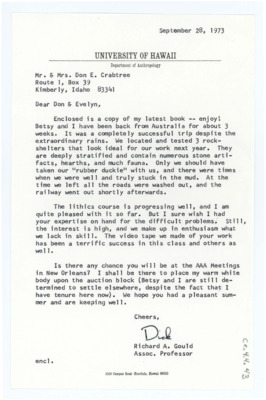 Letter from Richard Gould to Donald and Evelyn Crabtree