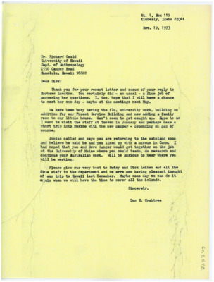 Letter from Donald Crabtree to Richard Gould