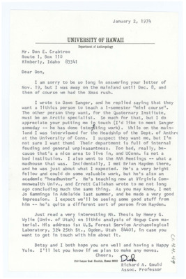 Letter from Richard Gould to Donald Crabtree
