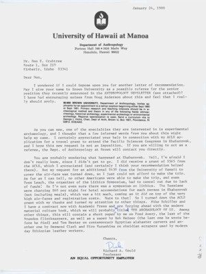 Letter from Richard Gould to Donald Crabtree