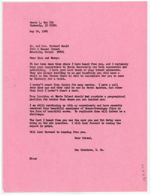 Letter from Donald Crabtree to Richard and Betsy Gould