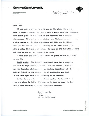 Letter from Colin O. Hermans to Don Crabtree