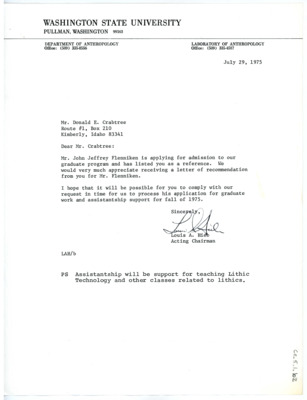 Letter from Louis A. Hieb to Don Crabtree