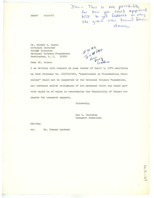 Letter from Don Crabtree to Howard H. Hines