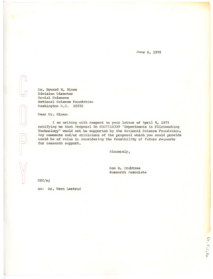 Letter from Don Crabtree to Howard H. Hines