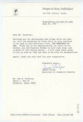 Letter from Susan Phelps to Don Crabtree