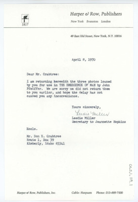 Letter from Leedie Miller to Don Crabtree