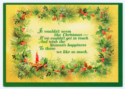 Christmas card from Mary Bell Howard to Don Crabtree