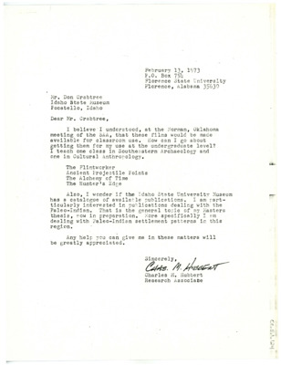 Letter from Charles M. Hubbert to Don Crabtree