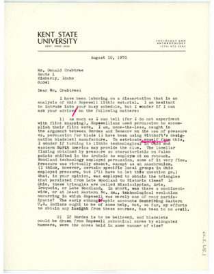 Letter from Barbara Harkness to Don Crabtree