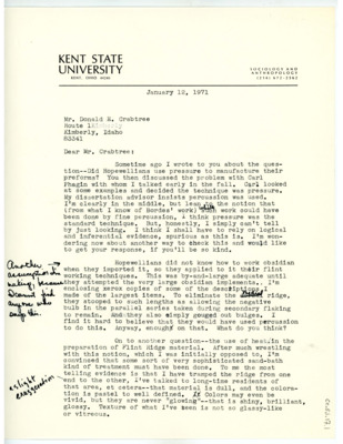 Letter from Barbara Harkness to Don Crabtree