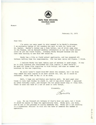 Letter from Lucille Harten to Don Crabtree