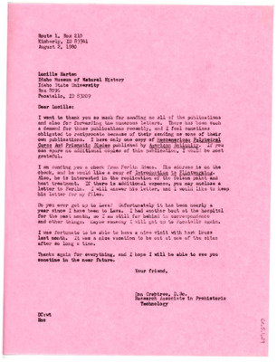 Letter from Don Crabtree to Lucille Harten