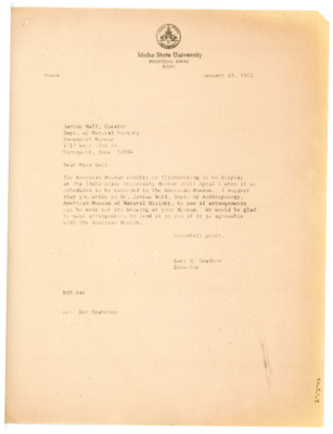 Letter from Janice Hall to Earl Swanson