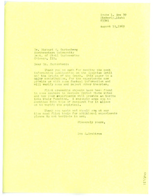 Letter from Don Crabtree to Richard Hartenberg