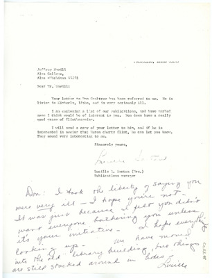 Letter from Lucille Harten to Jeffrey Havill