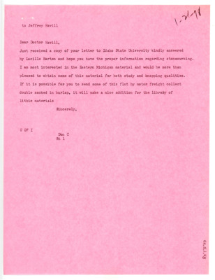 Letter from Don Crabtree to Jeffrey Havill