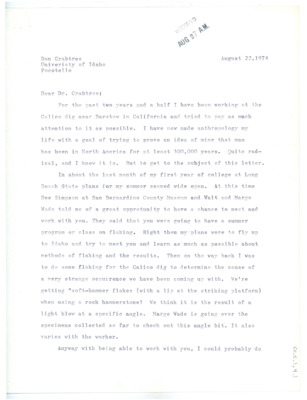 Letter from Richard Halsey to Don Crabtree