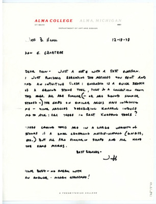 Letter from Jeffrey Havill to Don Crabtree